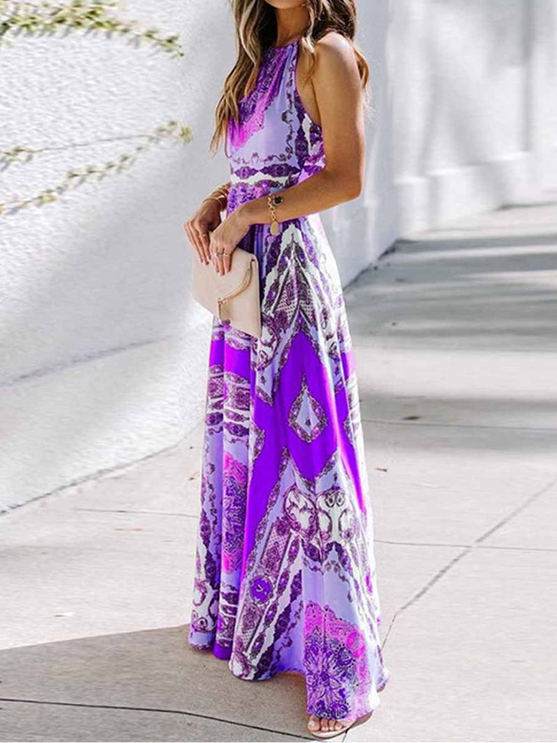 Amsoin Feel Your Best Boho Print Sleeveless Maxi Dress