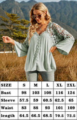 Women's Solid Deep V Pullover Chiffon Blouse-[Adult]-[Female]-2022 Online Blue Zone Planet