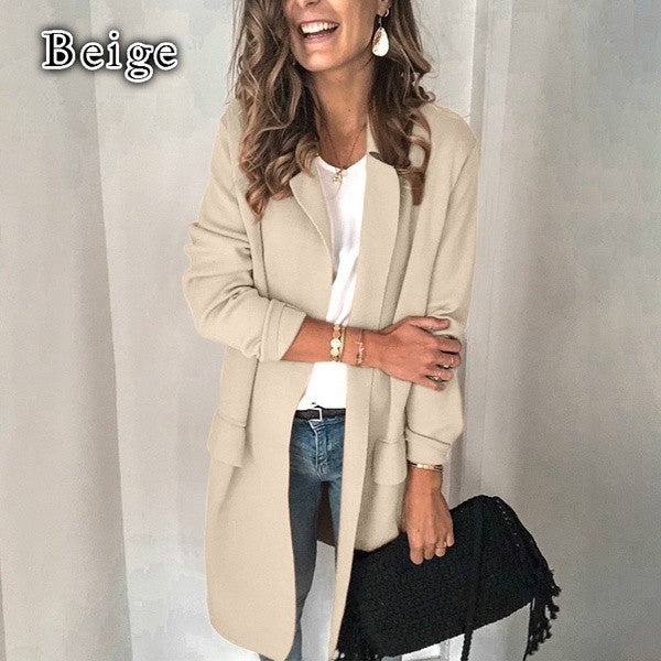 Amsoin Long Sleeve Casual Blazer Coat