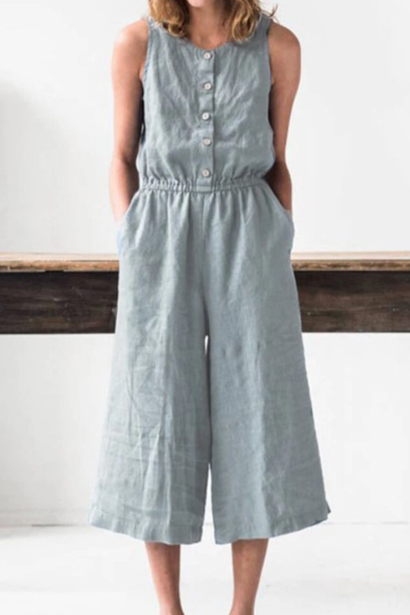 Amsoin O Neck Loose Jumpsuits