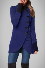 Amsoin Elegant College Solid Buttons POLO collar Outerwear