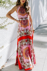 Amsoin Feel Your Best Boho Print Sleeveless Maxi Dress
