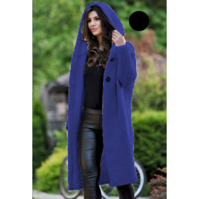 Amsoin Solid Long Sleeve Hooded Knit Cardigan(12 colors)