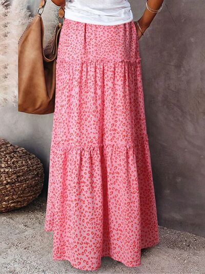 Leopard Tiered Maxi Skirt