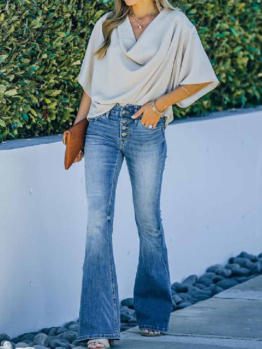 Amsoin Flared Washed Trousers