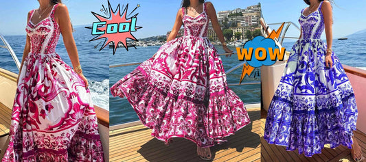 [A must-have for summer vacation! Amsoin “Sexy Printed Dress” unlock the beach goddess style] 🌴