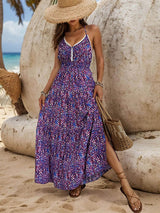 Amsoin Lace Spliced Floral Holiday Style Suspender Dress