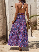 Amsoin Lace Spliced Floral Holiday Style Suspender Dress