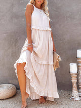 Amsoin Irregular Cake Sleeveless Maxi Dress