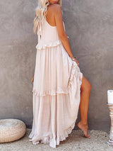 Amsoin Irregular Cake Sleeveless Maxi Dress