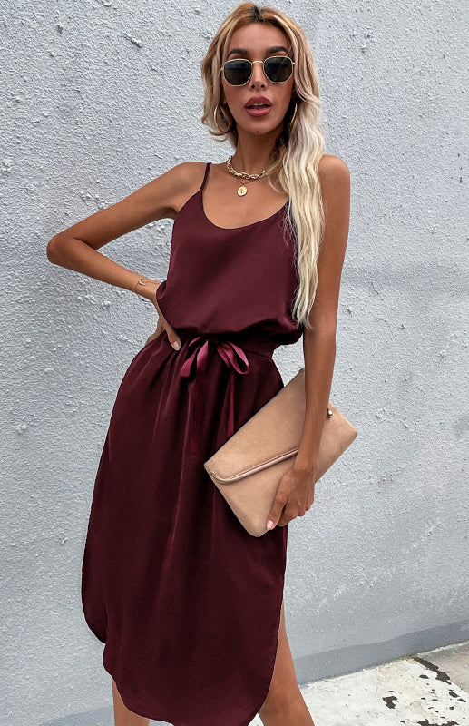 Blue Zone Planet |  Solid Color Package Hip Slit Dress BLUE ZONE PLANET