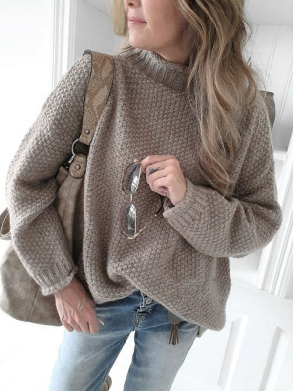 Turtleneck curled pullover sweater