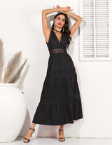 Amsoin Lace Swing Sleeveless Chiffon Dress