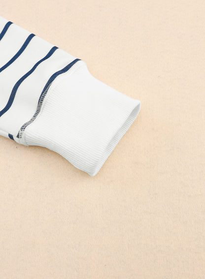 LC25122022-19-S, LC25122022-19-M, LC25122022-19-L, LC25122022-19-XL, Striped Print Ribbed Trim Long Sleeve Top