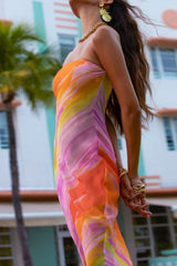 Sexy Casual Print Backless Strapless Long Dress Dresses