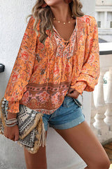 Amsoin Elegant Floral Bandage V Neck Tops