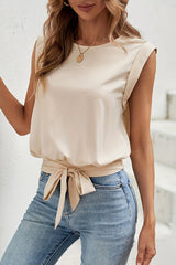 Amsoin Casual Solid Bandage O Neck T-Shirts