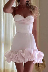 Sexy Solid Fold V Neck Wrapped Skirt Dresses