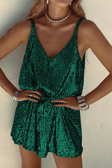 Sexy Solid Sequins V Neck Sling Dress Dresses(6 Colors)