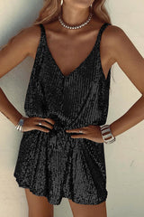 Sexy Solid Sequins V Neck Sling Dress Dresses(6 Colors)
