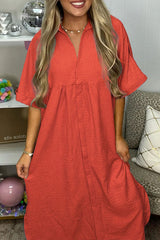 Casual Simplicity Solid Pocket V Neck Short Sleeve Dresses
