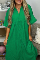 Casual Simplicity Solid Pocket V Neck Short Sleeve Dresses