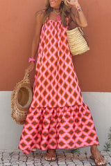 Sexy Vintage Plaid Print Contrast U Neck Sling Dresses