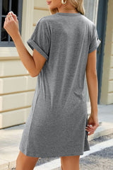 Casual Simplicity Solid O Neck A Line Short Sleeve Dress