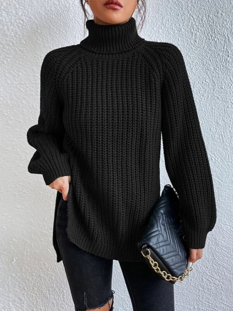 Turtleneck Rib-Knit Sweater