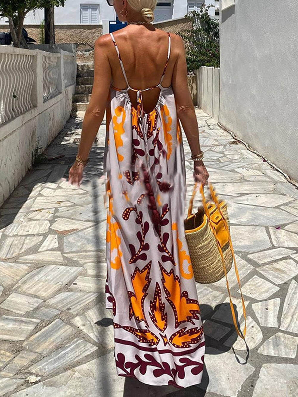 Amsoin Printed Loose Cami Maxi Dress