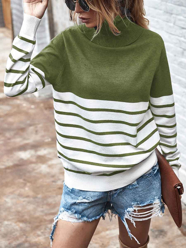 Women's Striped Color Matching Sweater