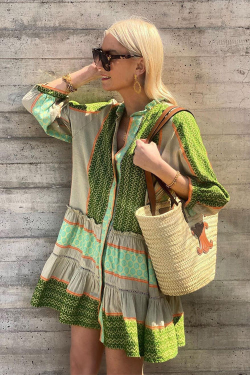 Boho Print Long Sleeve Mini Dress