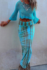 Amsoin Casual High Waist Tie Dye Bodycon Skirts