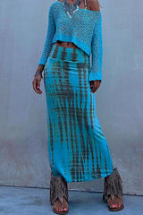 Amsoin Casual High Waist Tie Dye Bodycon Skirts