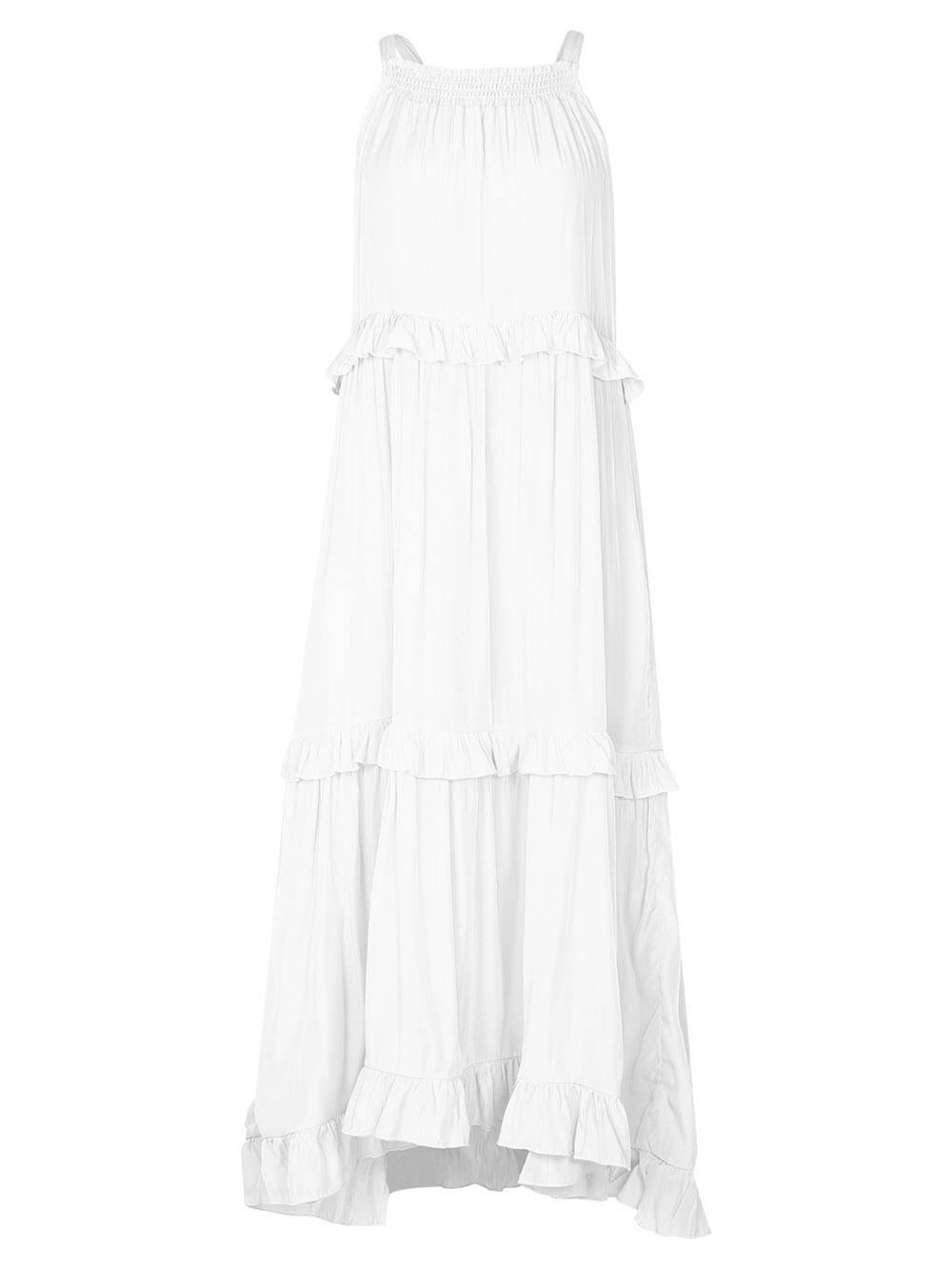 Amsoin Irregular Cake Sleeveless Maxi Dress