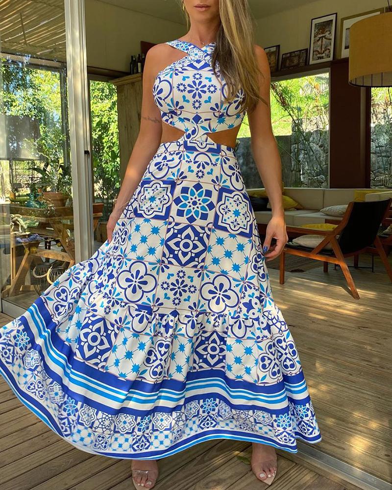 Amsoin Halter Waist Long Dress