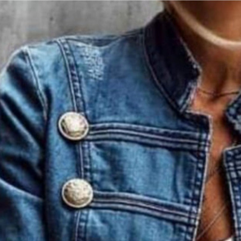 Clinch Disc With Double-breasted Stitching Button Slim Short Jacket