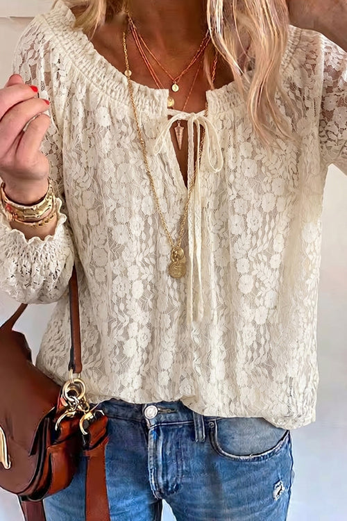 Floral Lace Long Sleeve Top - 5 Colors
