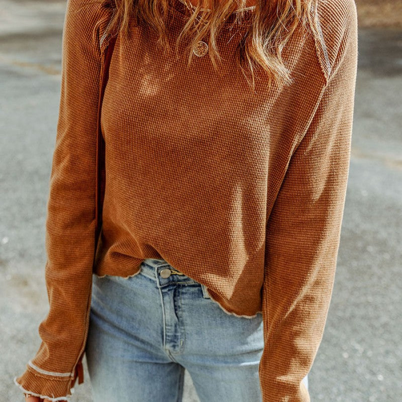 New Autumn Thin Solid Color Bottoming Shirt For Women