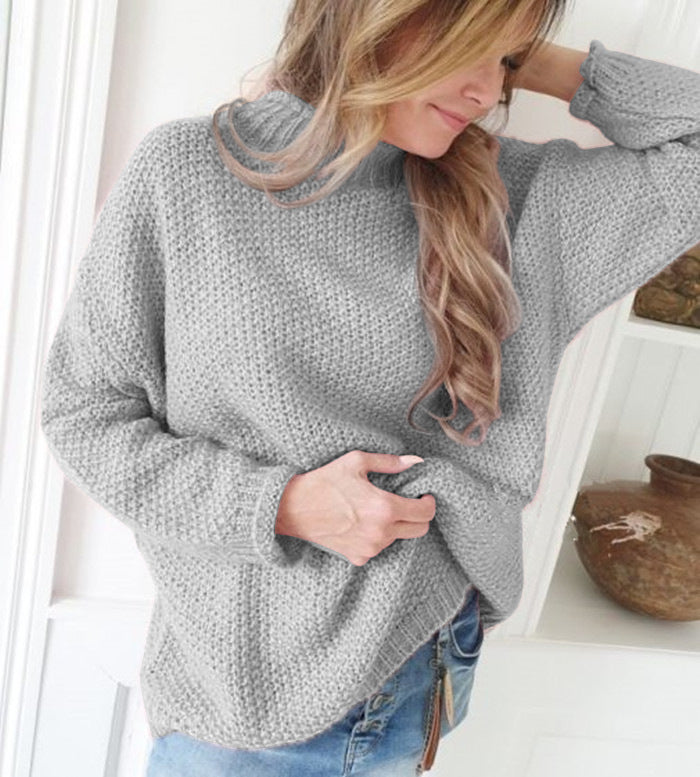 Turtleneck curled pullover sweater