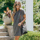 Striped Short Sleeve Pocket Dress Women
