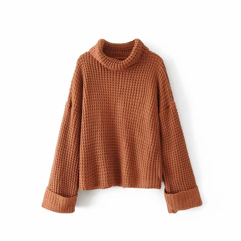 Amsoin Leisure High-Collar Sweater