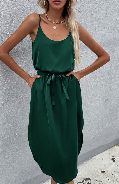 Blue Zone Planet |  Solid Color Package Hip Slit Dress BLUE ZONE PLANET