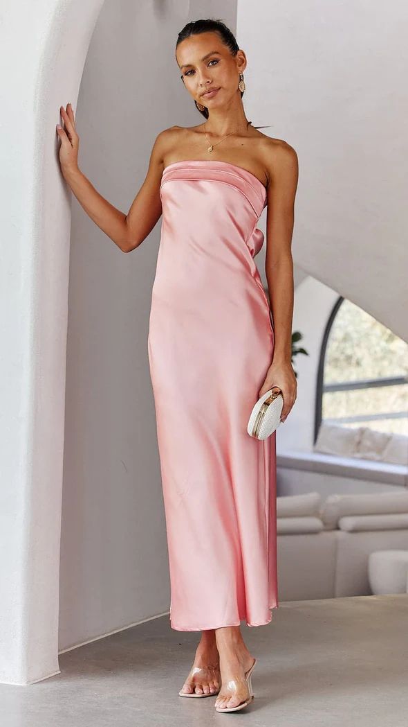 Spring And Summer New Elegant Socialite Satin Backless Tube Top Dress Printing