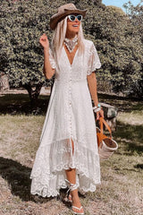 Amoin Irregular Fishtail Lace Dress