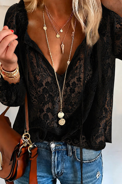 Floral Lace Long Sleeve Top - 5 Colors