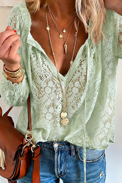 Floral Lace Long Sleeve Top - 5 Colors
