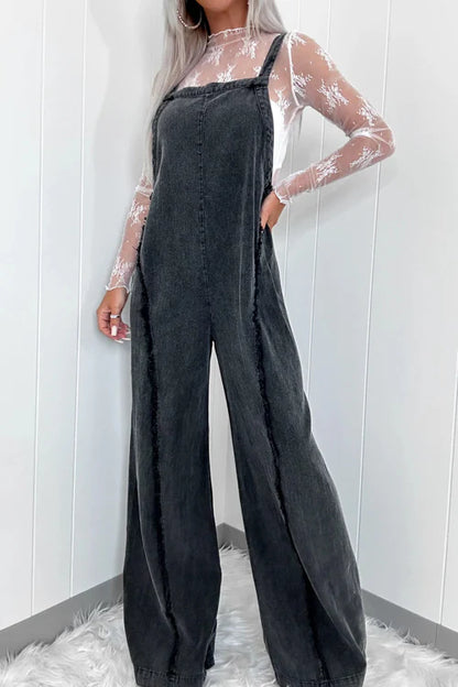 AMSOIN LIGHT WASH DENIM JUMPSUIT - 3 COLORS