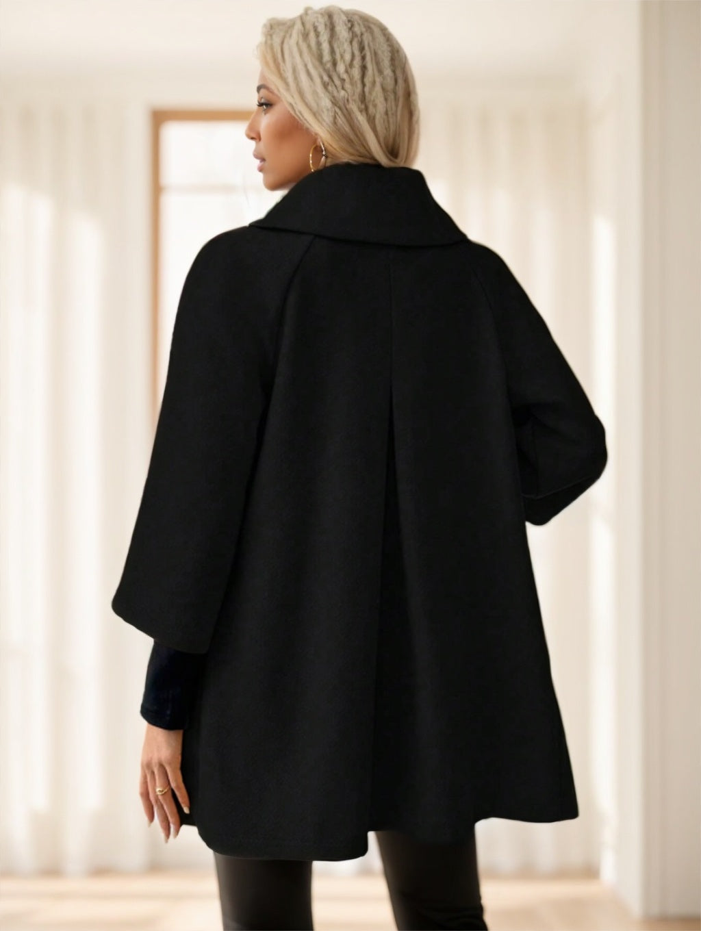 Women Plain Color Block Front Button Long Sleeve Casual Jacket