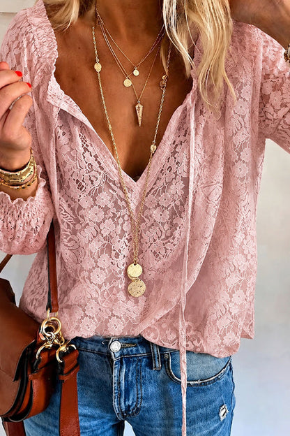 Floral Lace Long Sleeve Top - 5 Colors